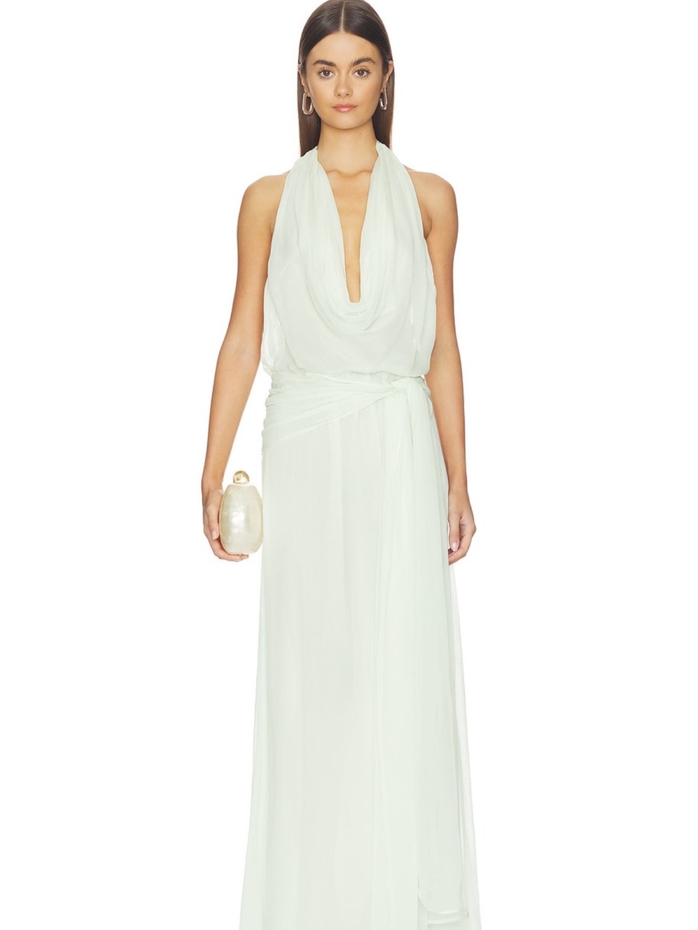 Stone Cold Fox Pale Mint Draped Halter Maxi Dress